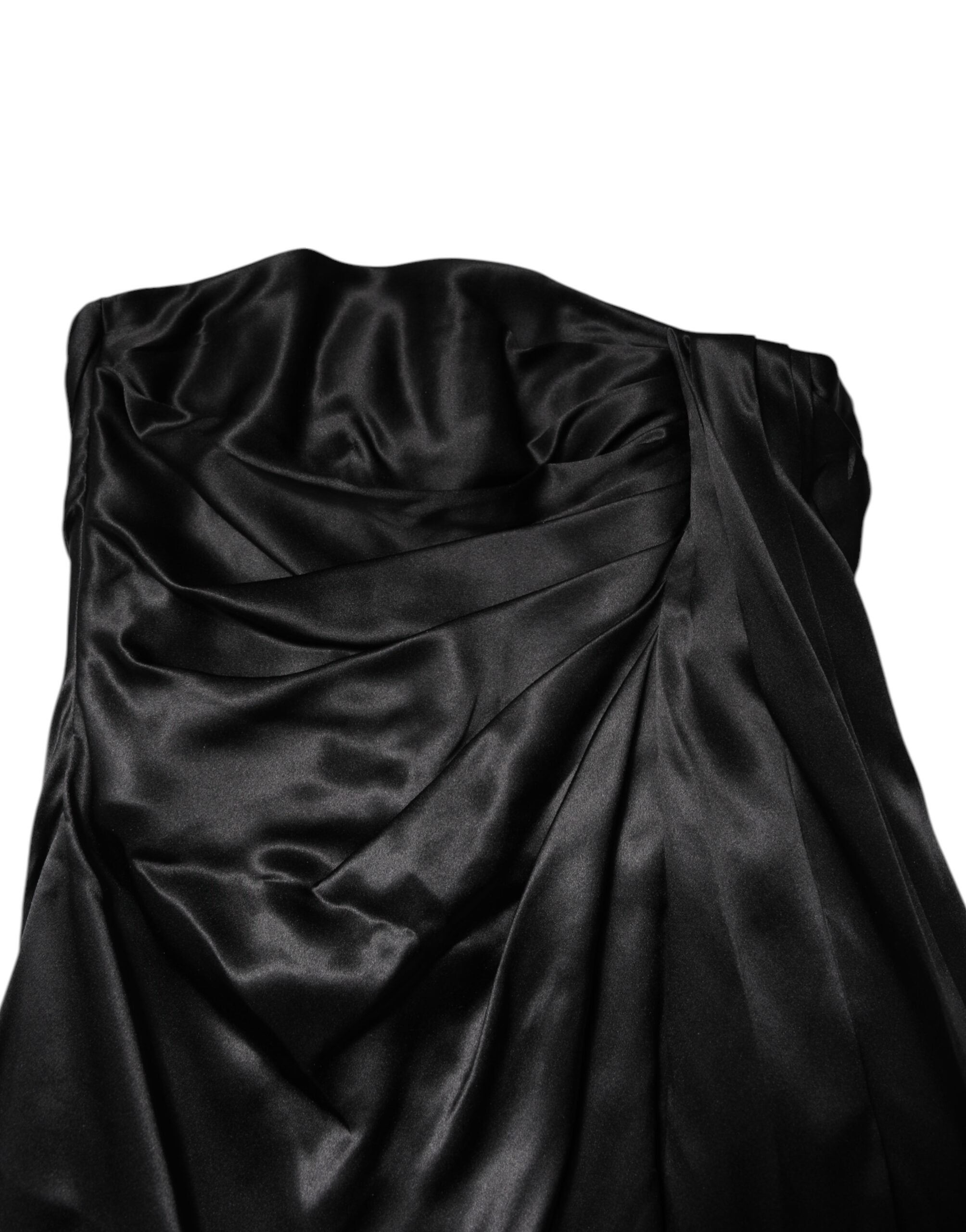 فستان دولتشي آند غابانا الأسود القصير بدون حمالات بتصميم A-line