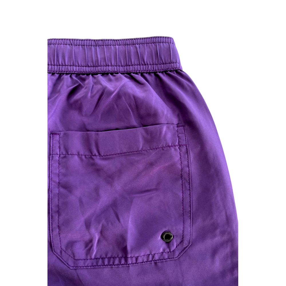 شورت سباحة رجالي من البوليستر باللون الأرجواني من Trussardi Beachwear