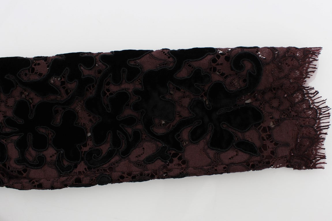 فستان دولتشي آند غابانا ماكسي دانتيل بنقشة الزهور الأرجواني من ريكامو