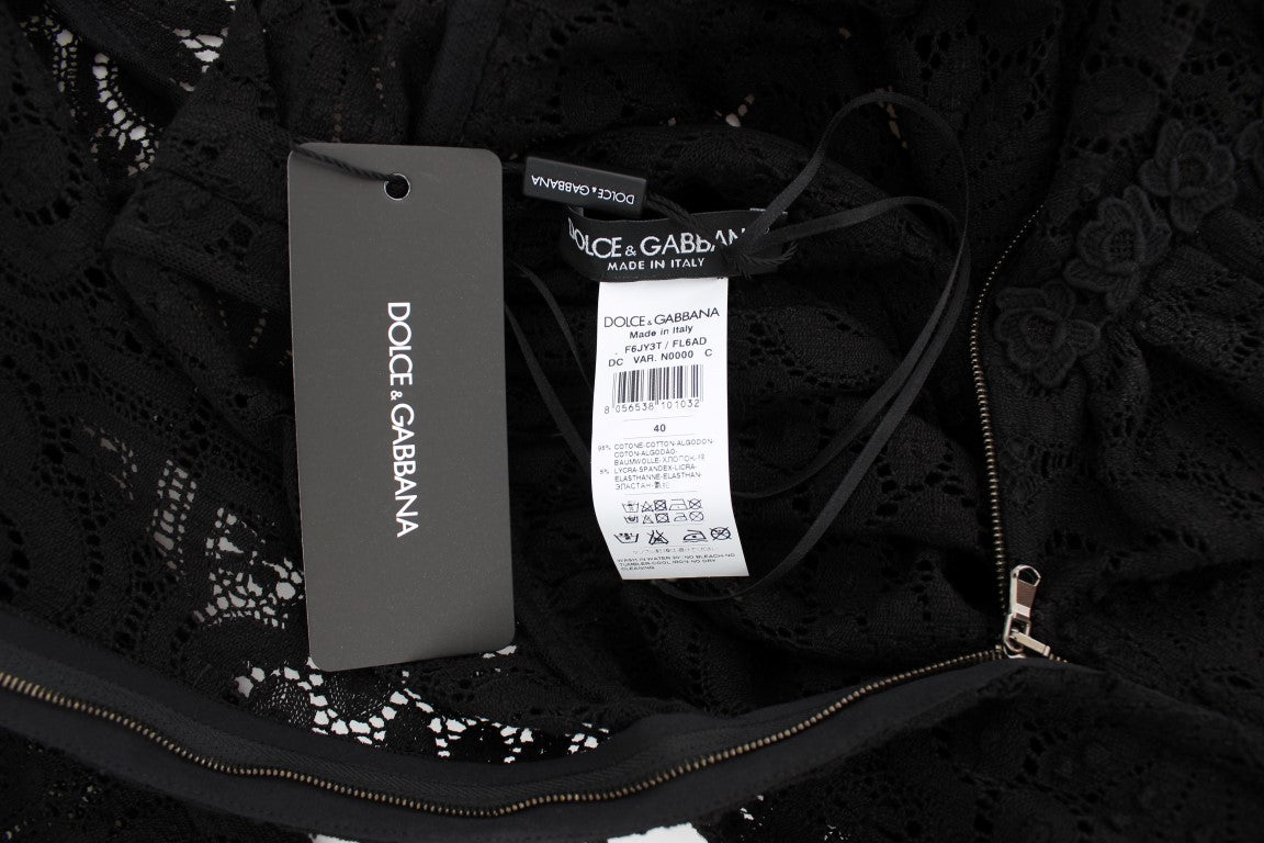 فستان ماكسي أسود من دولتشي آند غابانا ريكامو محبوك بطول كامل