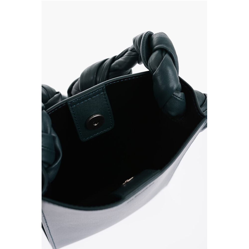Leather TANGLE Shoulder Bag with Woven Handle
