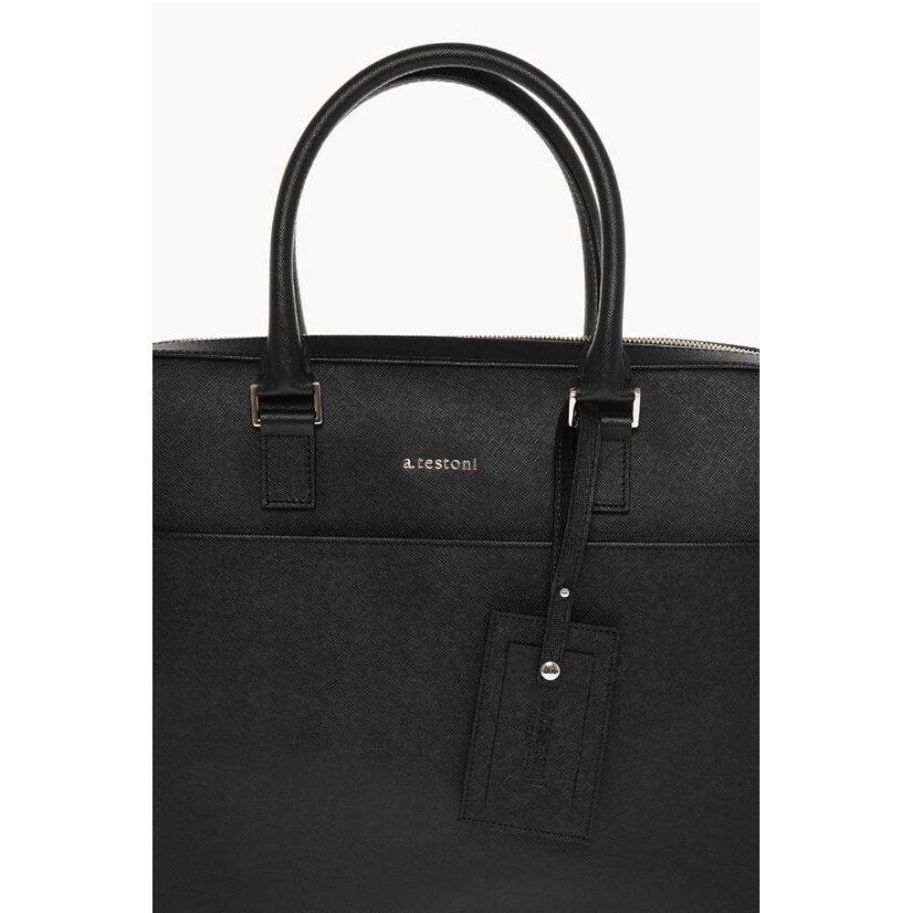 Saffiano Leather Bag with Double Handle