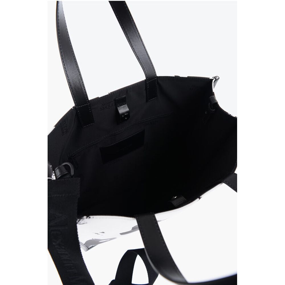 Logoed Fabric Tote Bag with Leather Detail
