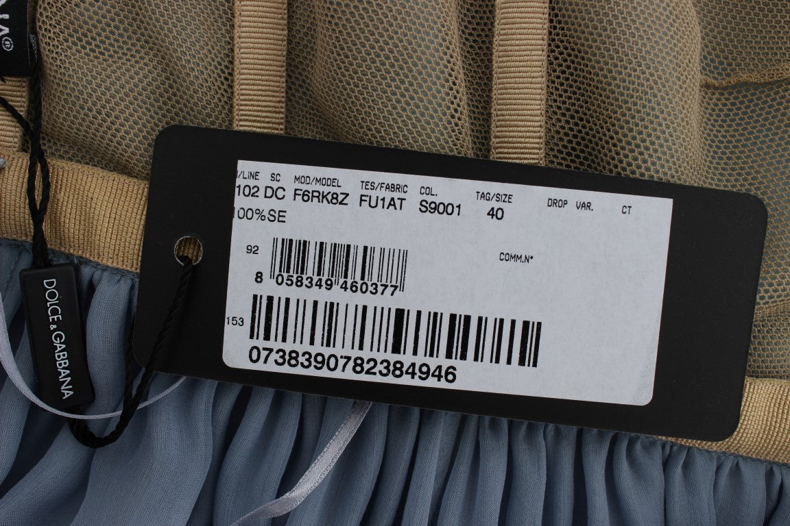 فستان دولتشي آند غابانا أزرق من الحرير والكريستال