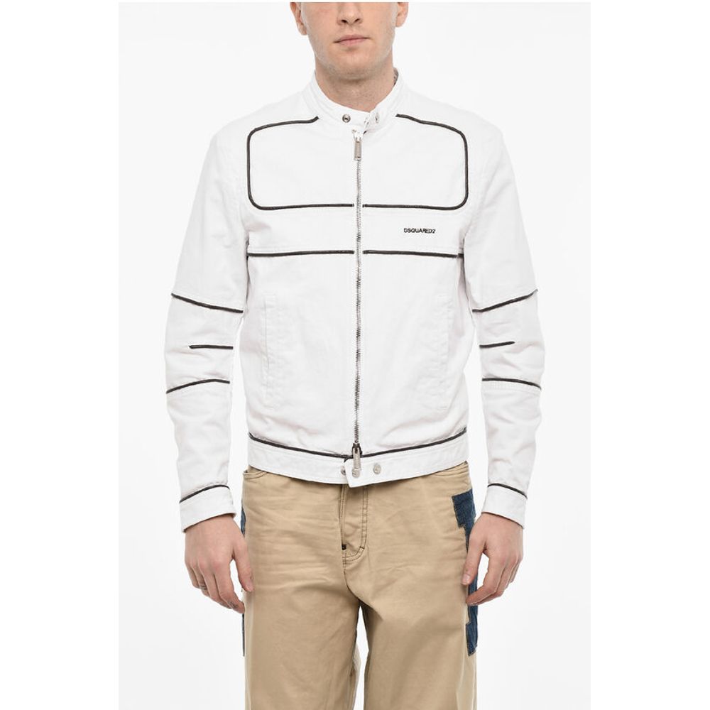 Cotton Biker Jacket With Vegan Leather Details