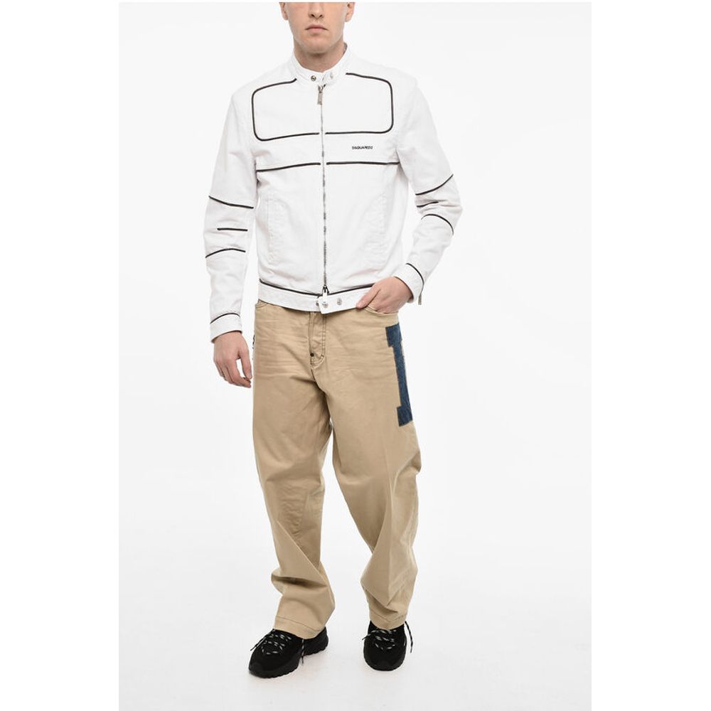 Cotton Biker Jacket With Vegan Leather Details