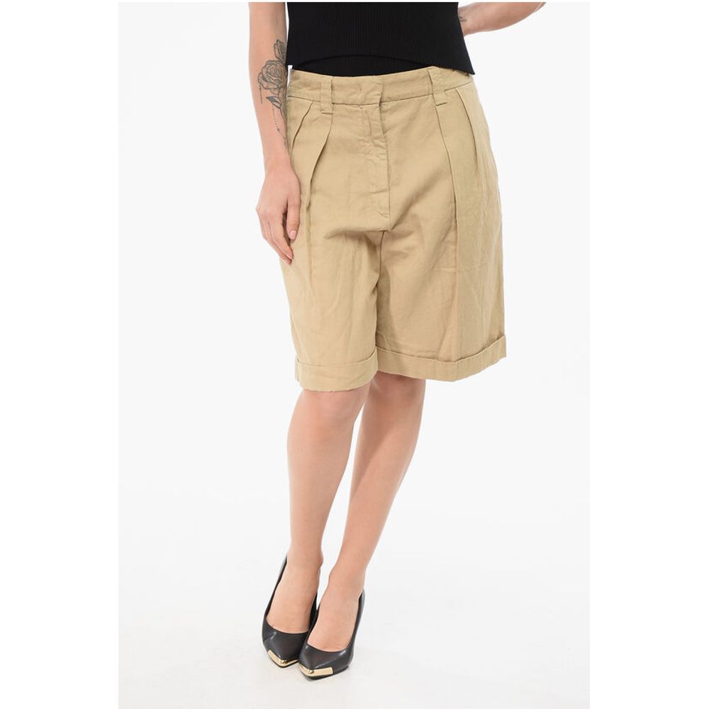 Double-pleated Linen Blend Shorts
