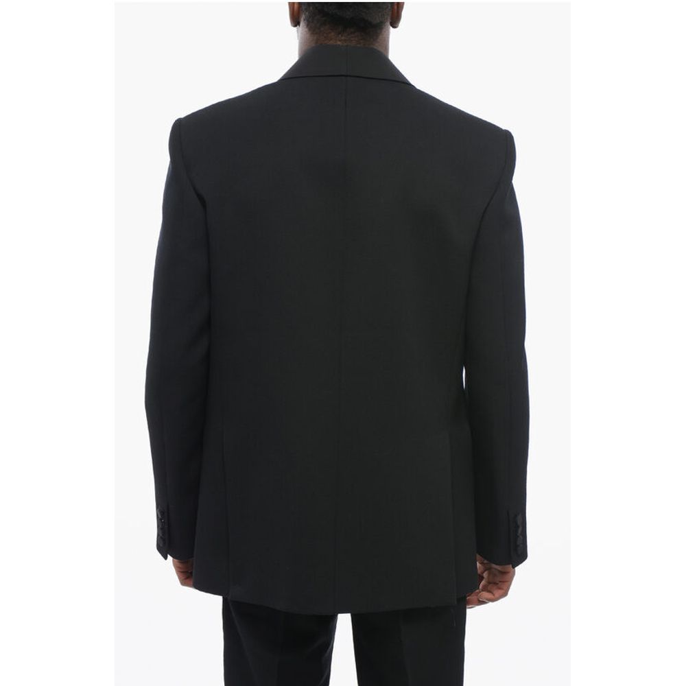 Double-breasted Virgin Wool Blazer with Tie Detail