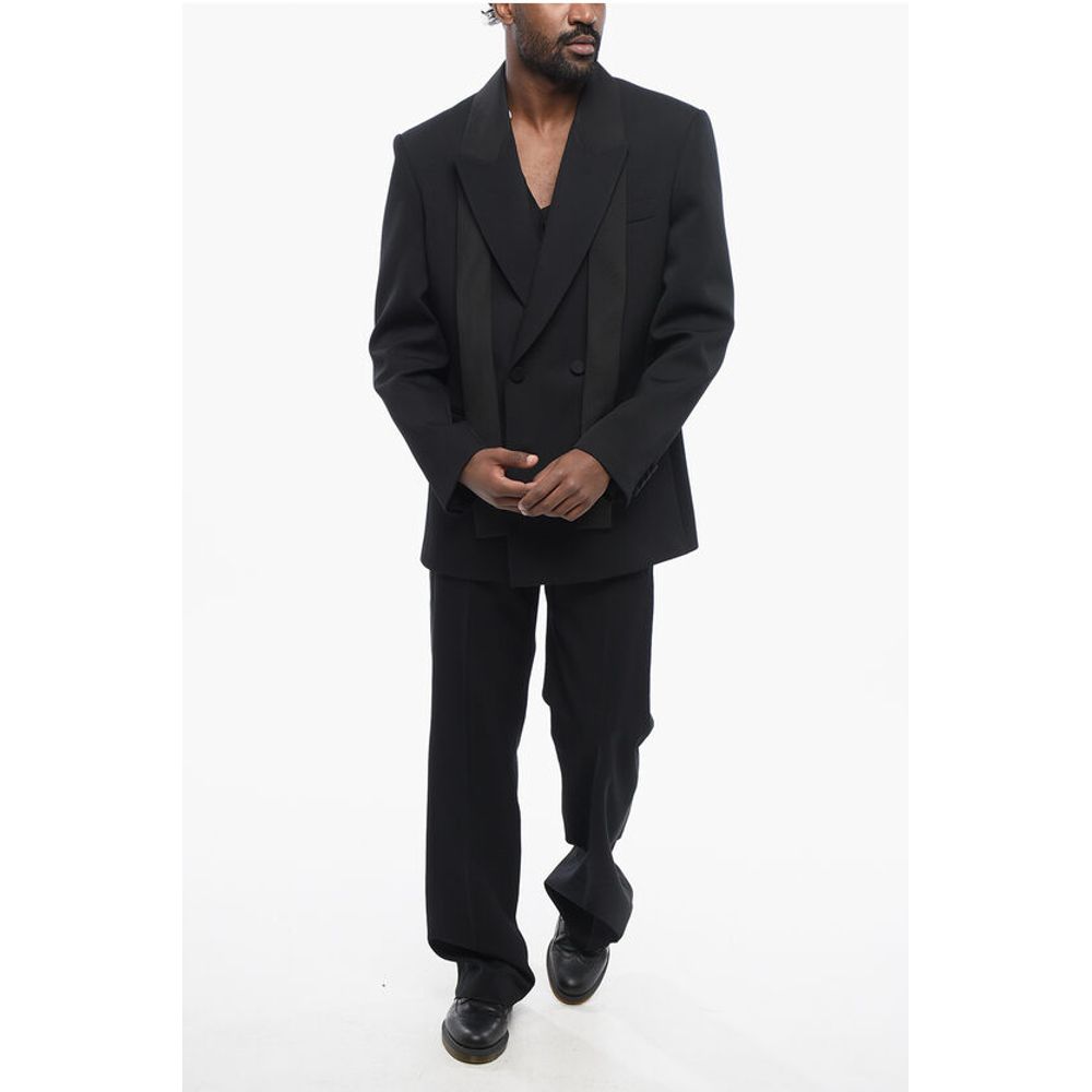 Double-breasted Virgin Wool Blazer with Tie Detail