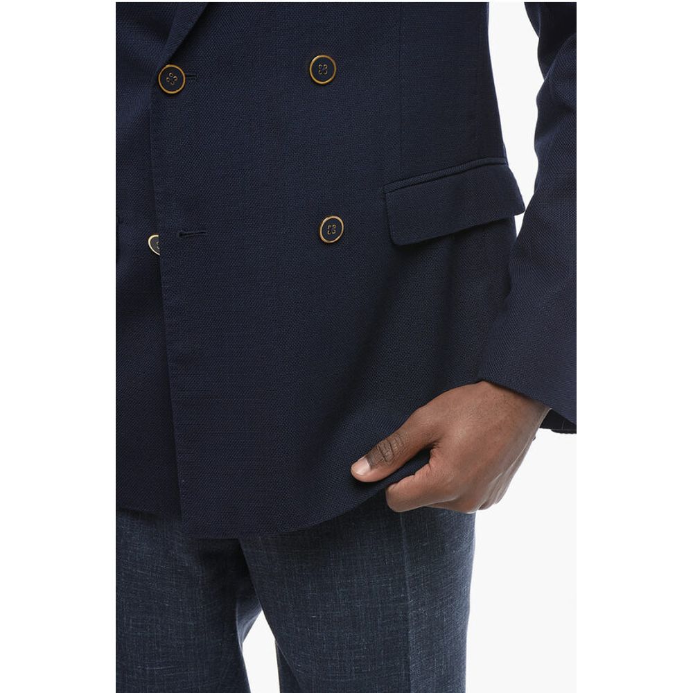 TAORMINA Unlined Light Wool Blazer with Double-breasted Desi