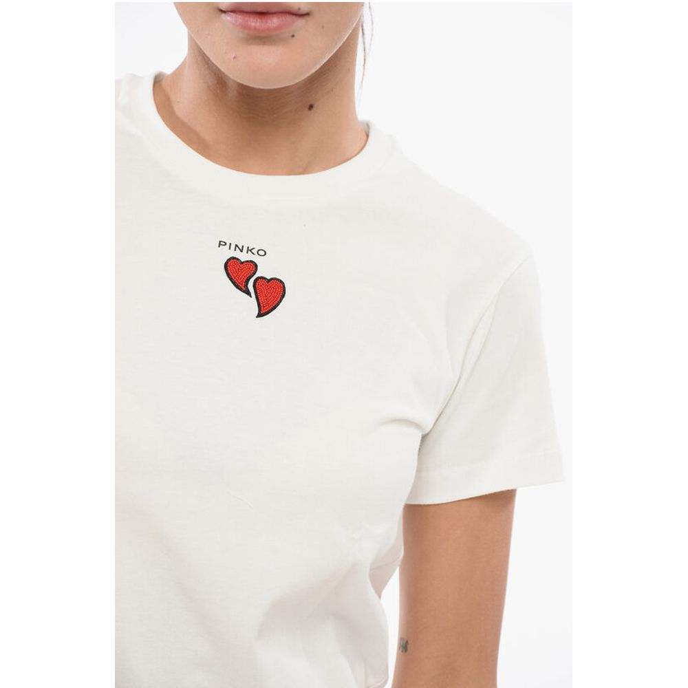 Cotton Crew-neck TRAPANI T-shirt with Contrasting Hearts