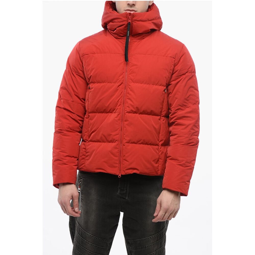 Hooded Quilted Down Jacket with Front Zip