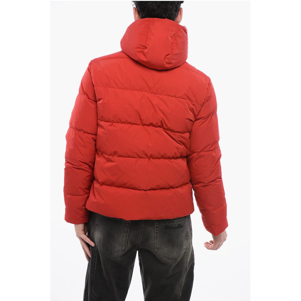 Hooded Quilted Down Jacket with Front Zip