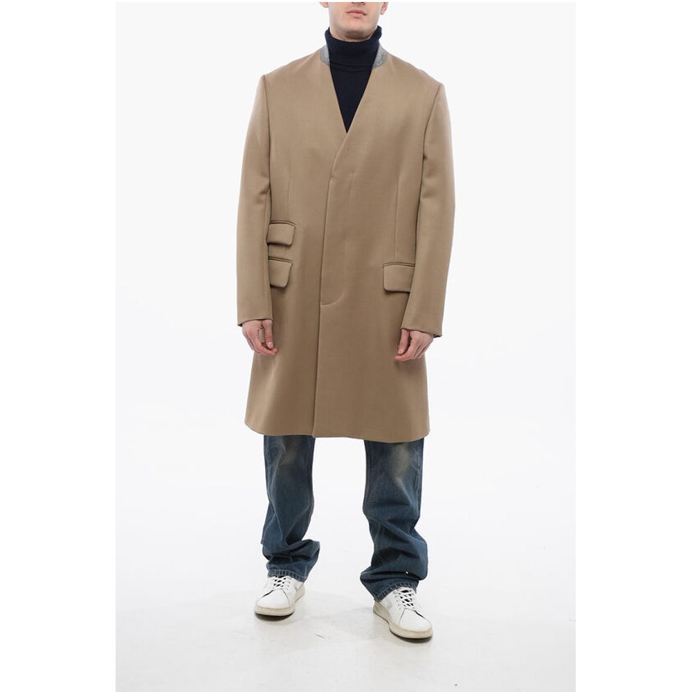 Single Breasted Wool Coat With Hidden