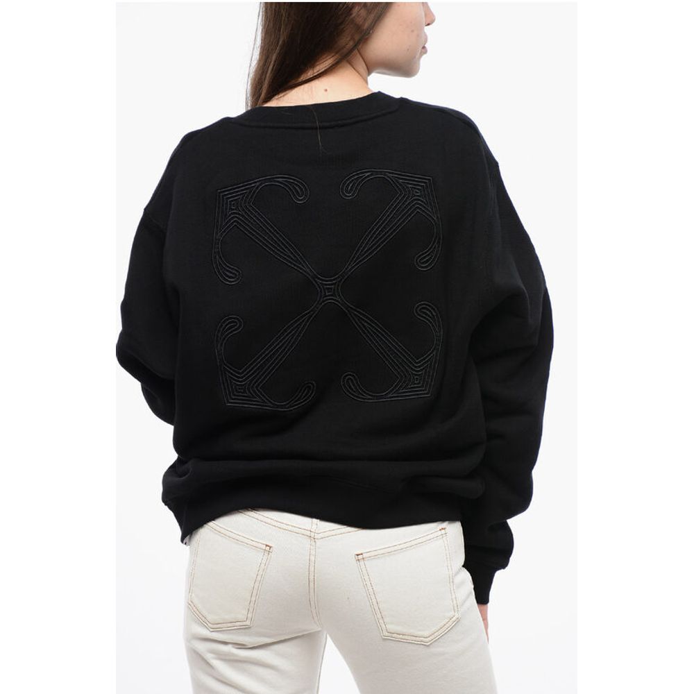 Cotton Crew-Neck Sweatshirt with Maxi Embroidery Back