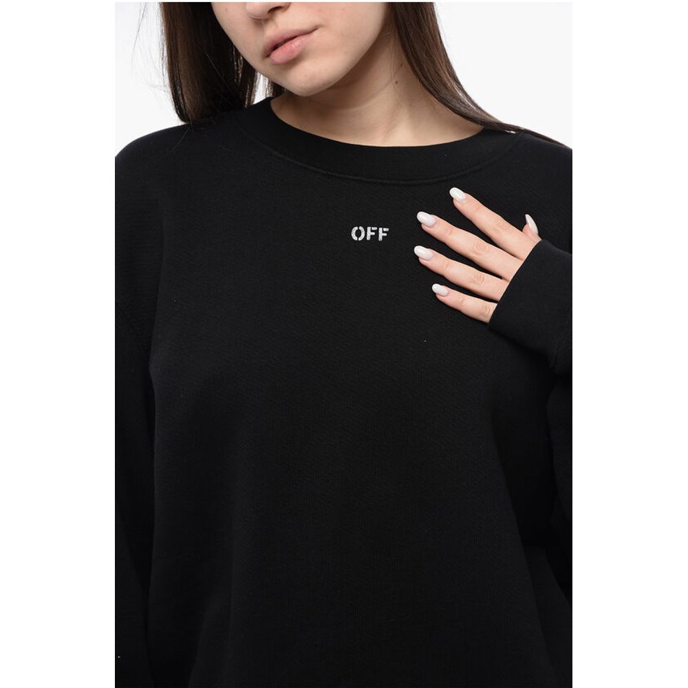 Cotton Crew-Neck Sweatshirt with Maxi Embroidery Back
