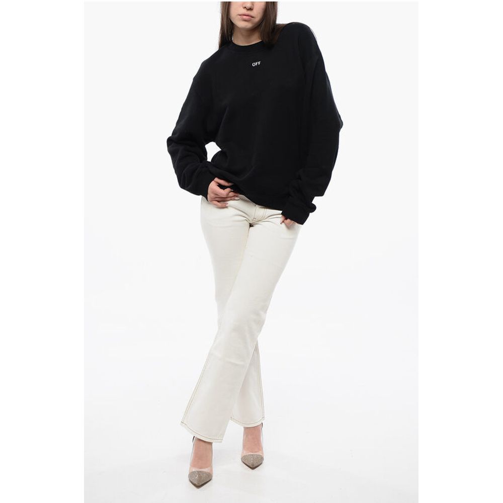 Cotton Crew-Neck Sweatshirt with Maxi Embroidery Back