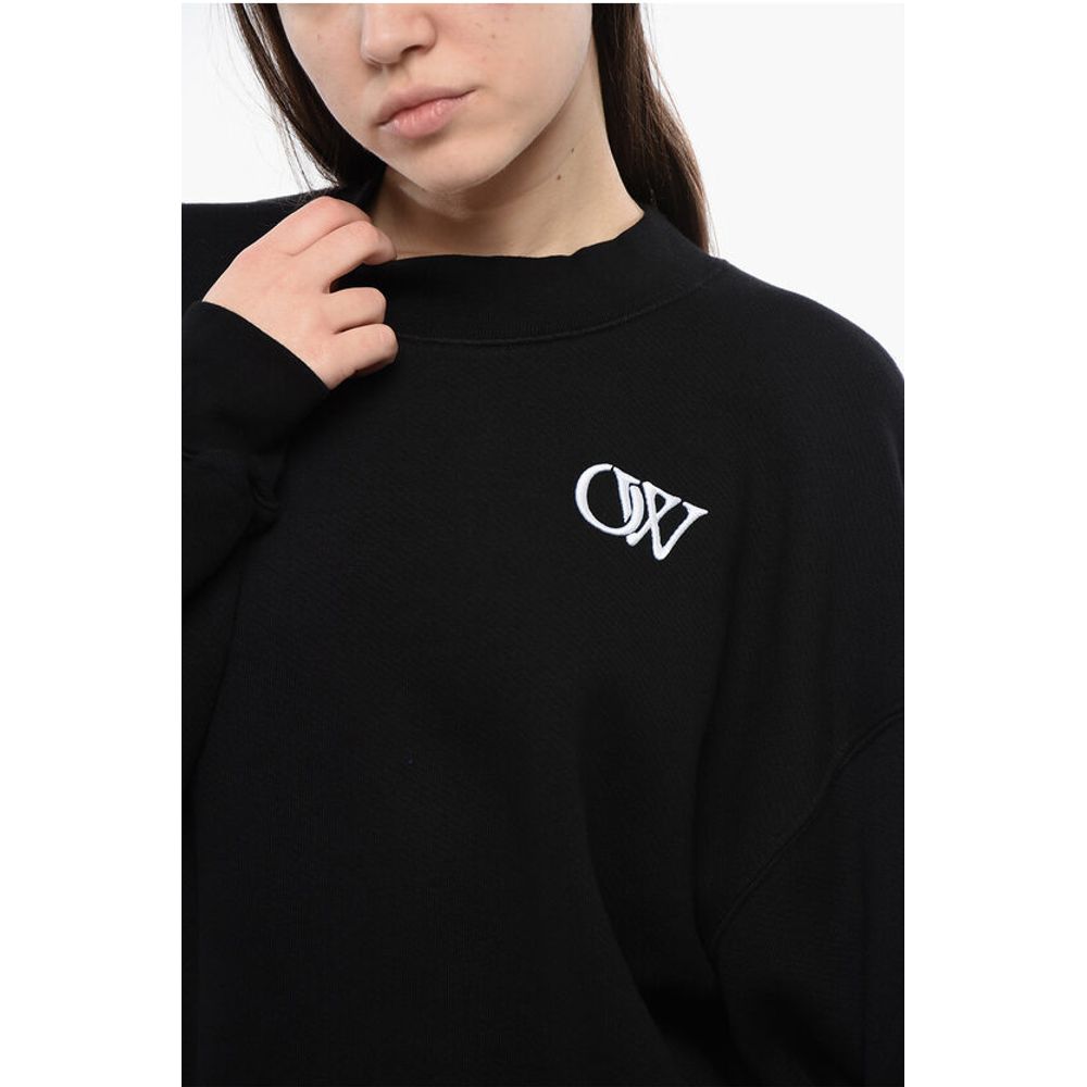Cotton Crew-neck Sweatshirt with Contrast Embroidery