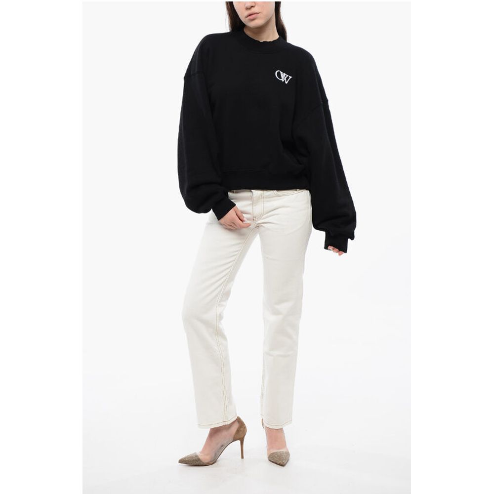 Cotton Crew-neck Sweatshirt with Contrast Embroidery