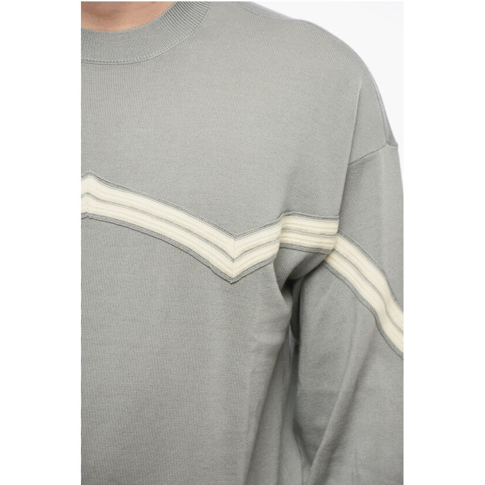 EMPORIO Virgin Wool Sweater with Herringbone Embroidery
