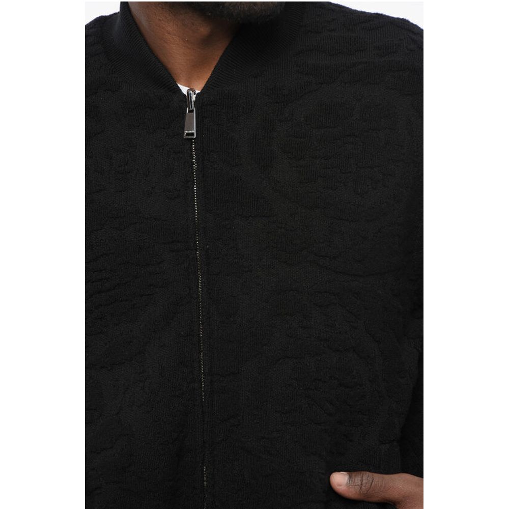 Patterned Lining Zip-up Reversible Sweatshirt