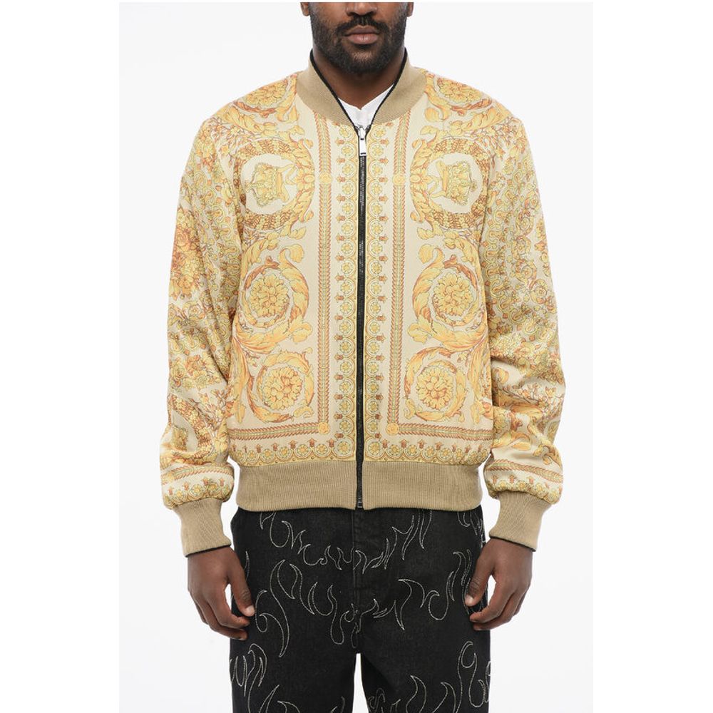 Patterned Lining Zip-up Reversible Sweatshirt