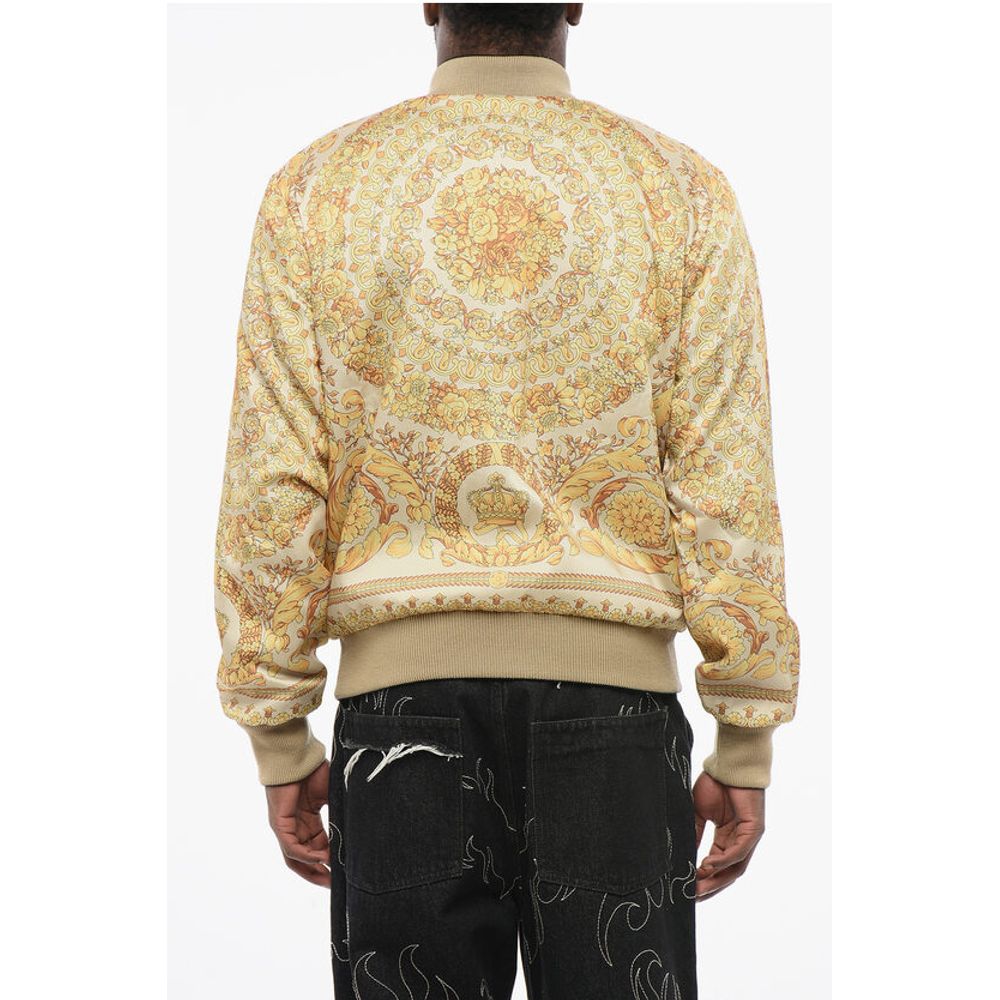 Patterned Lining Zip-up Reversible Sweatshirt