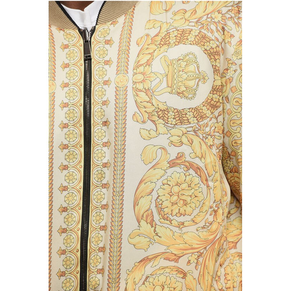 Patterned Lining Zip-up Reversible Sweatshirt