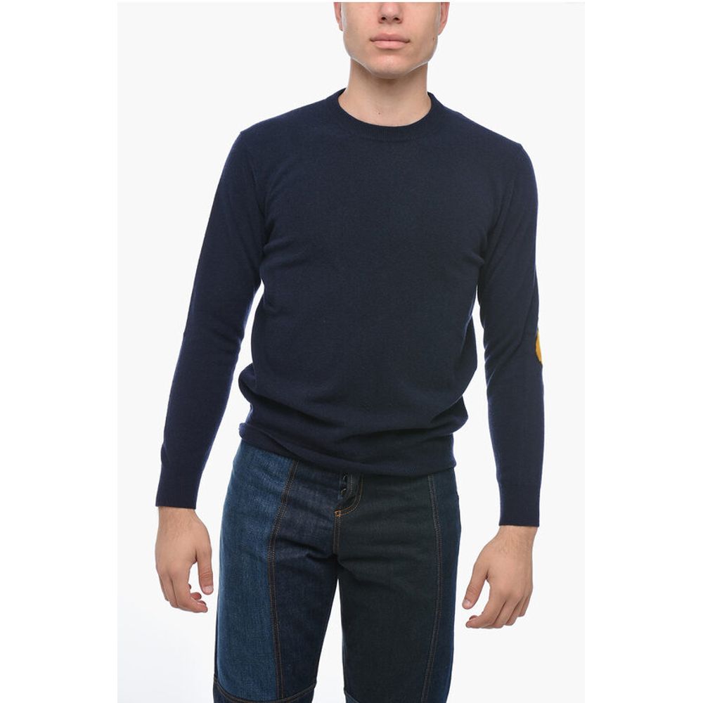 Crew Neck LUNETTA Virgin Wool Sweater with Patches