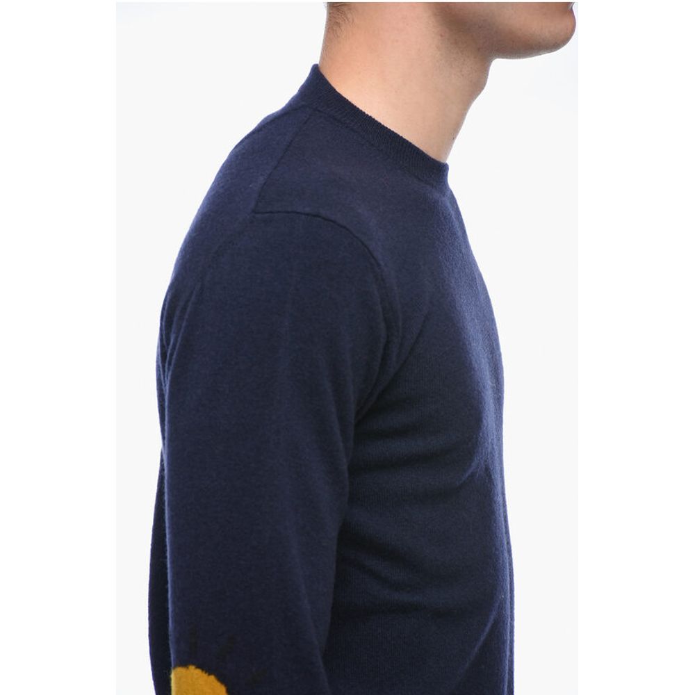 Crew Neck LUNETTA Virgin Wool Sweater with Patches