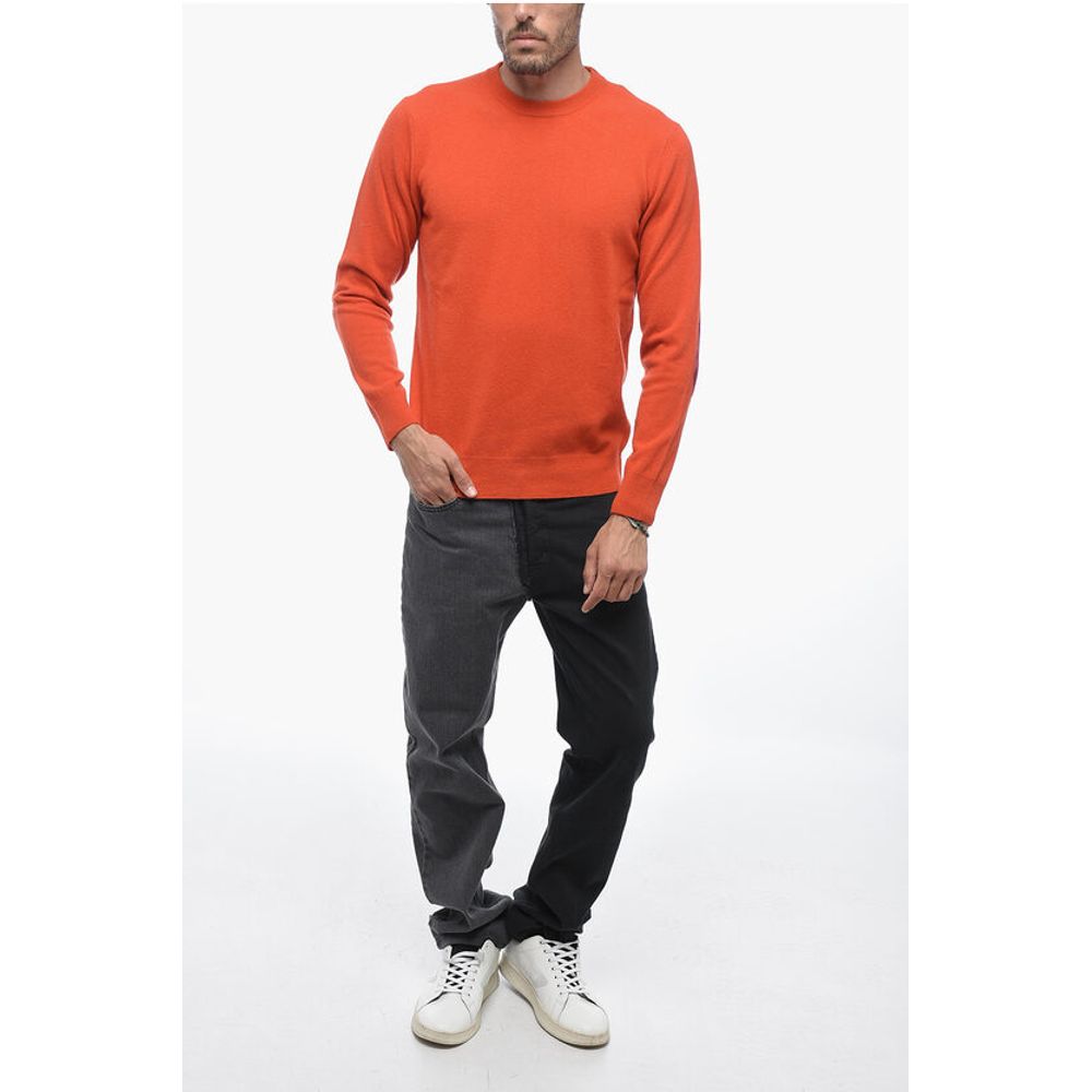 Crew Neck LUNETTA Virgin Wool Sweater with Contrasting Patch