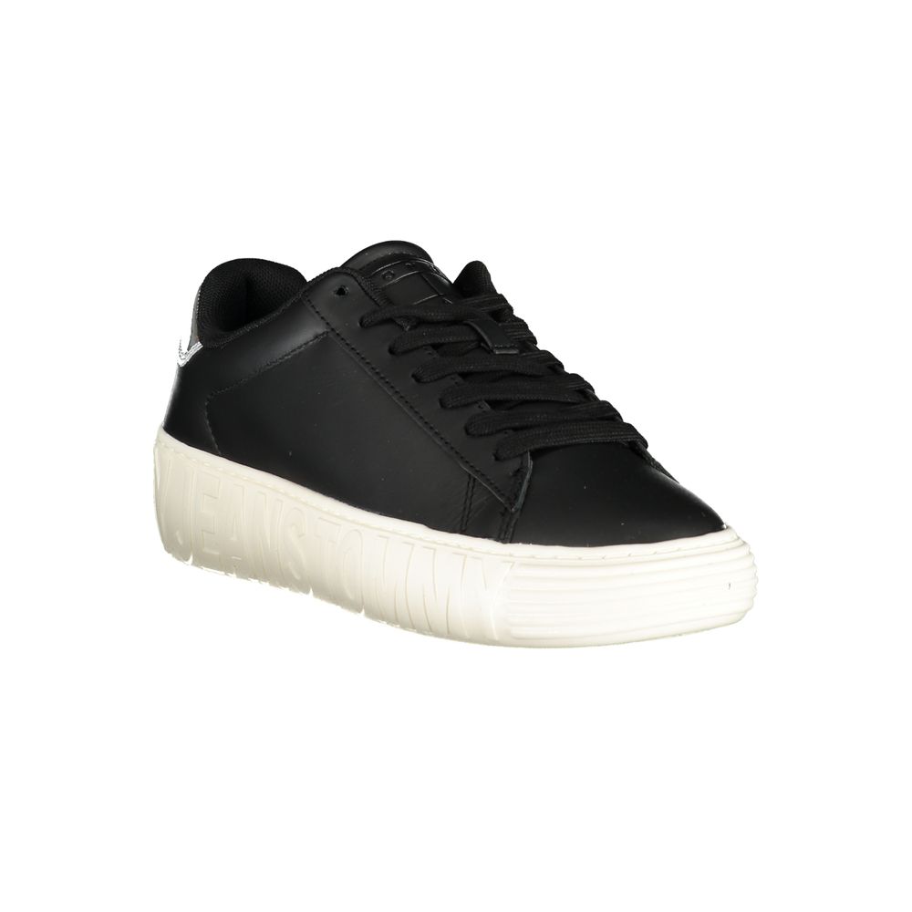 Tommy Hilfiger Black Leather Women Sneaker - Luxe Marca