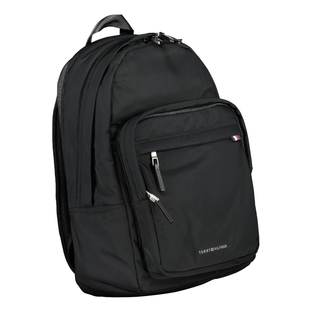 Tommy Hilfiger Black Polyester Men Backpack - Luxe Marca