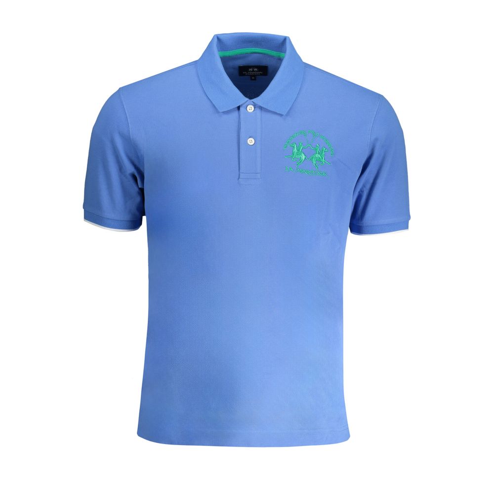 La Martina Blue Cotton Men Polo Shirt