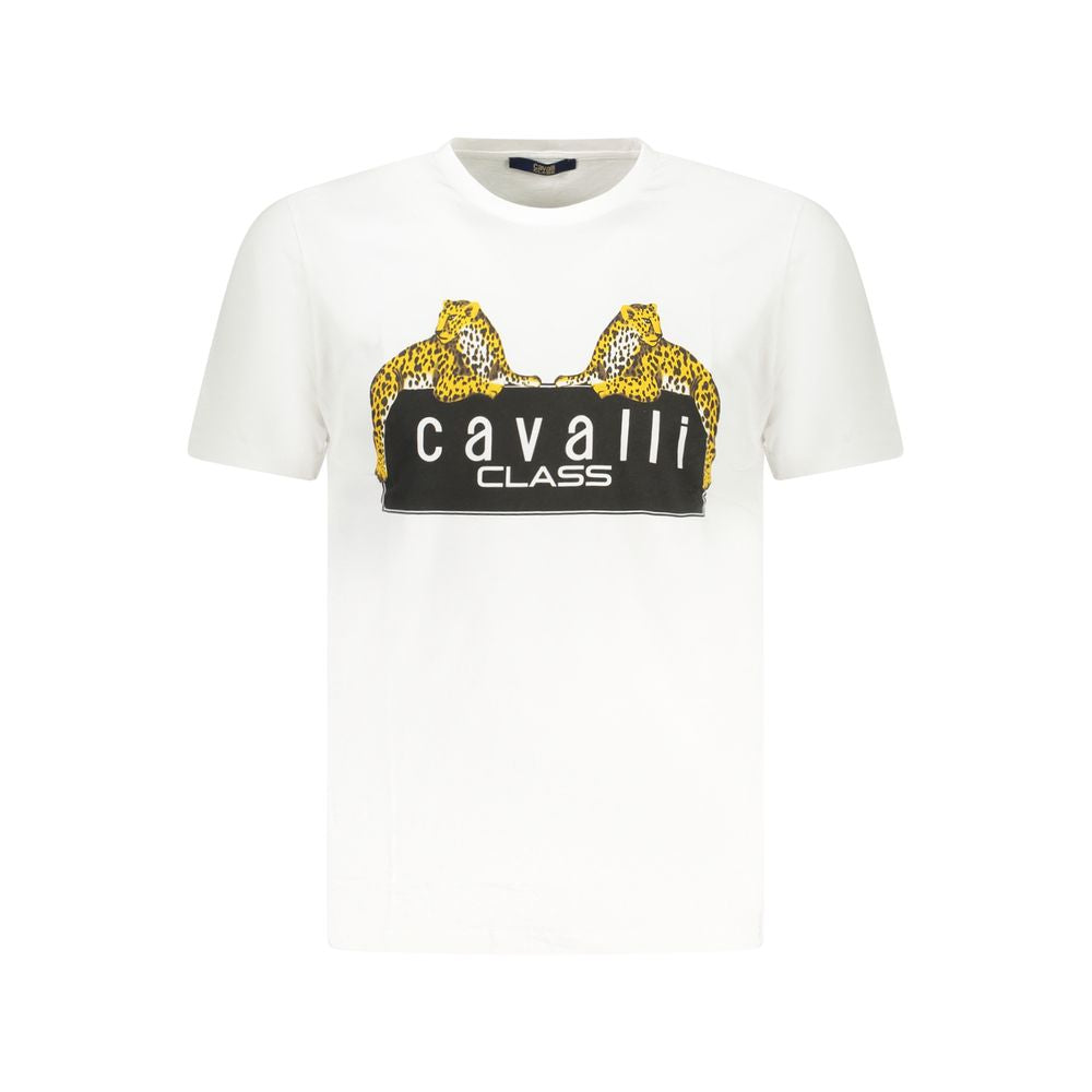Cavalli Class Bianco Cotton Men T-Shirt