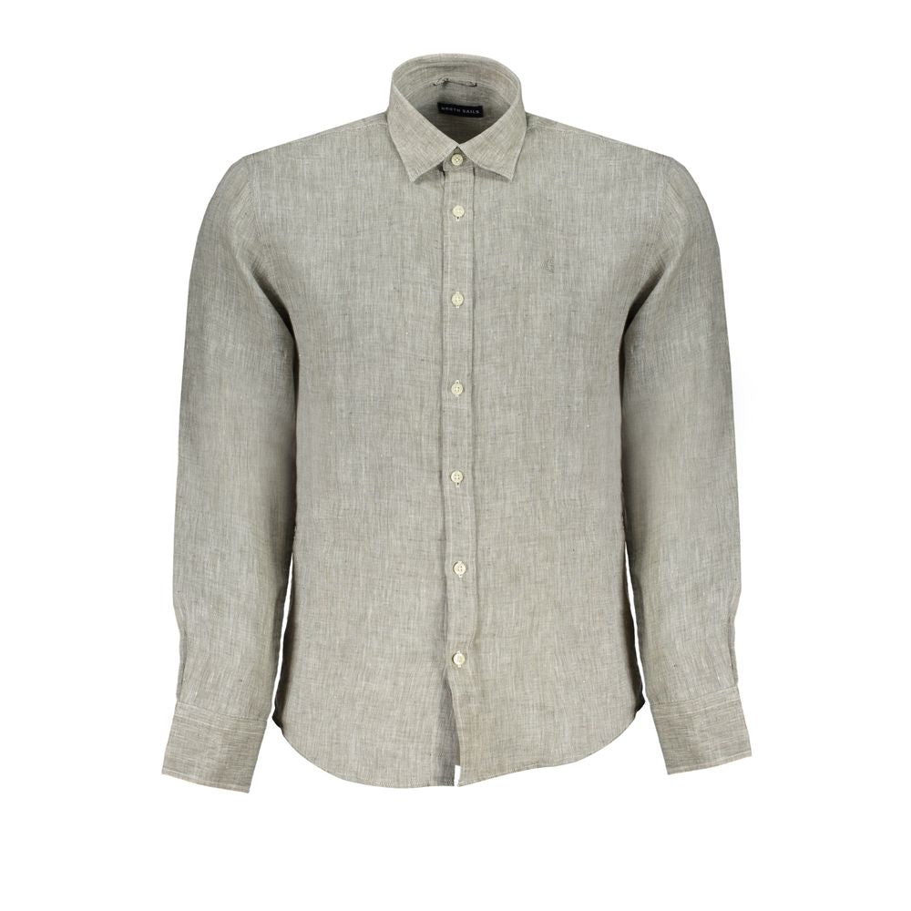 North Sails "Grigio Linen Men's Shirt with Italian Collar" - Luxe Marca