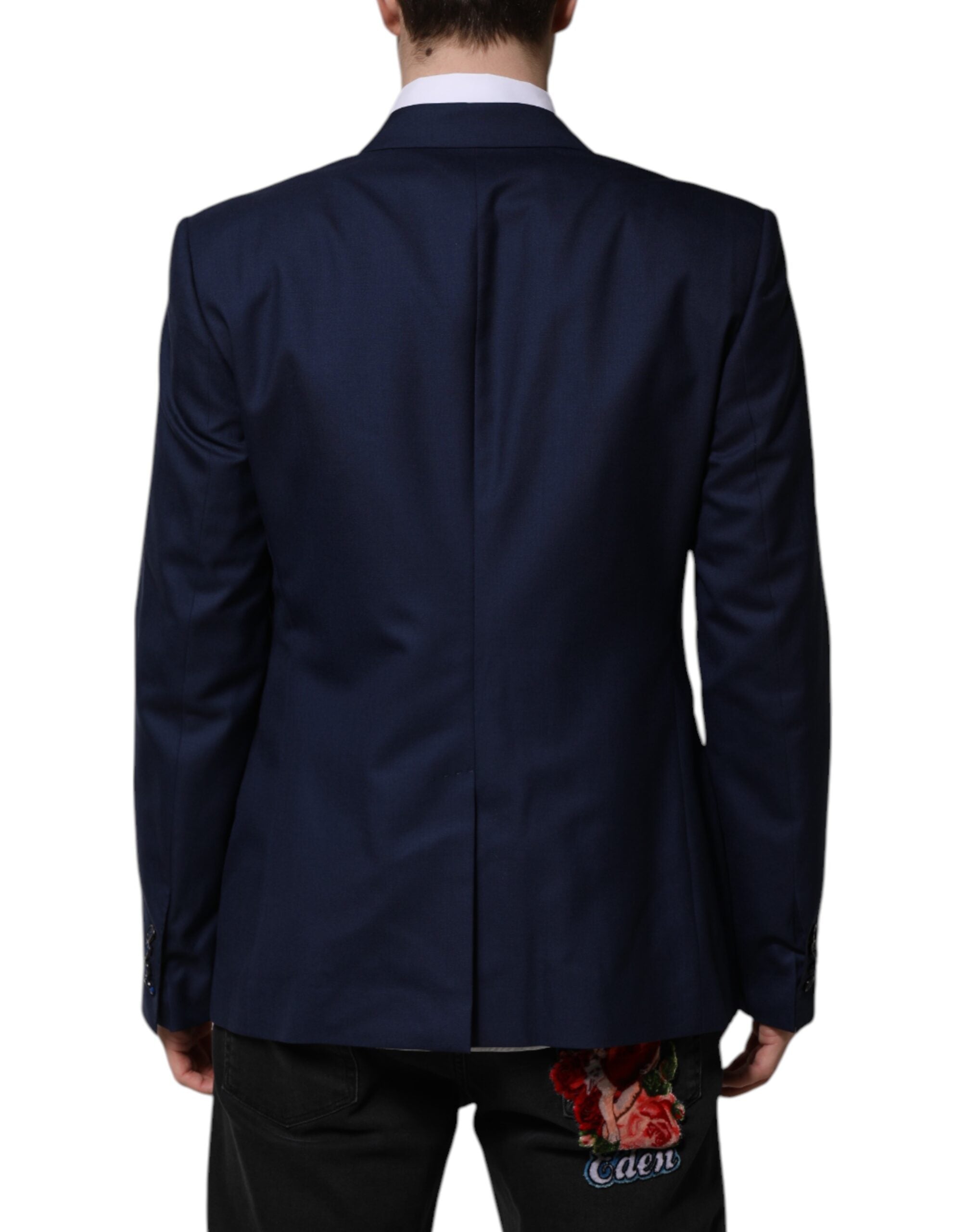 Dolce & Gabbana Blue Wool Single Breasted Suit Coat Blazer