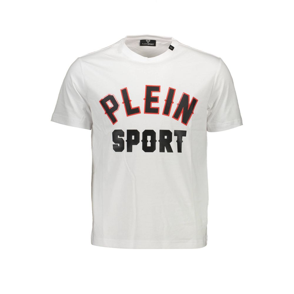 تي شيرت رجالي من القطن باللون الأبيض من Plein Sport