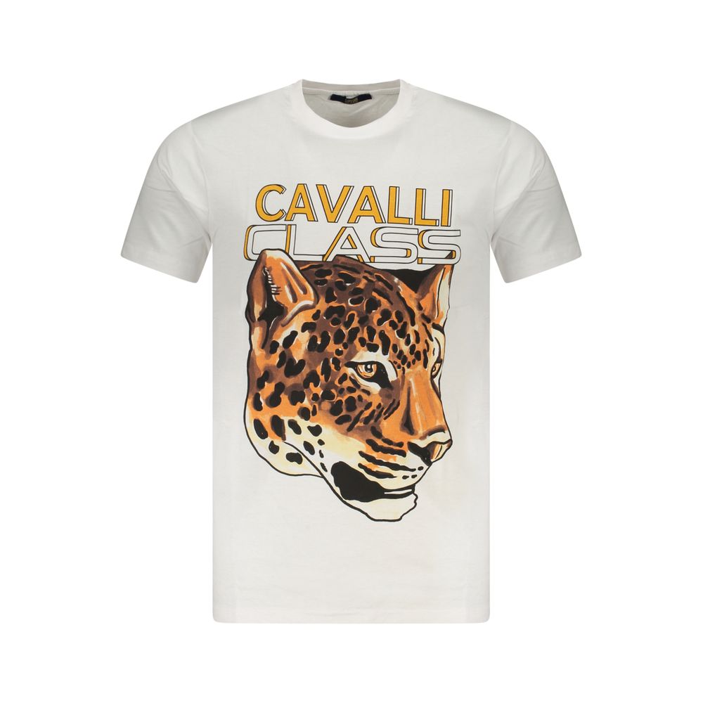 Cavalli Class Bianco Cotton Men T-Shirt