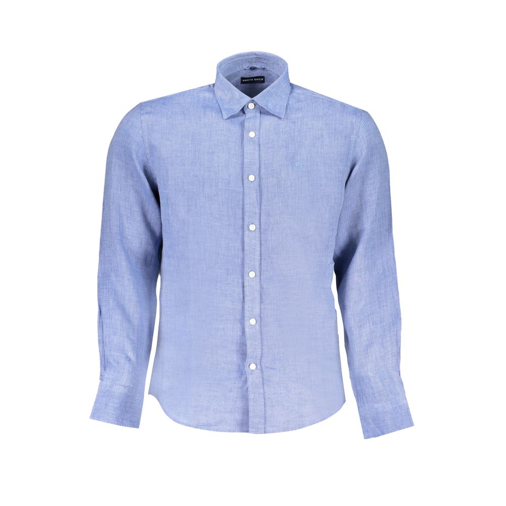 North Sails Blu Linen Men Shirt - Luxe Marca