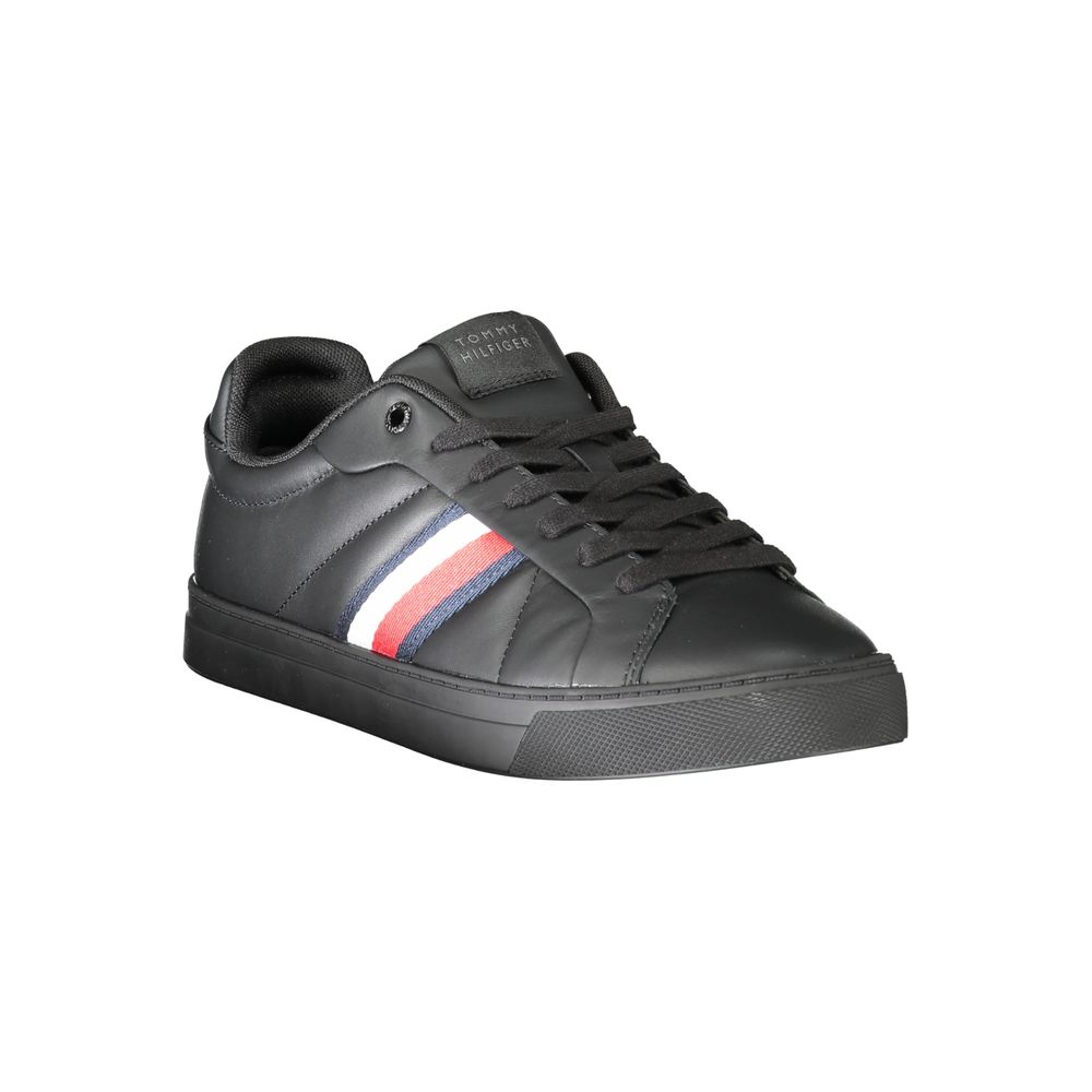 Tommy Hilfiger Black Leather Men Sneaker - Luxe Marca