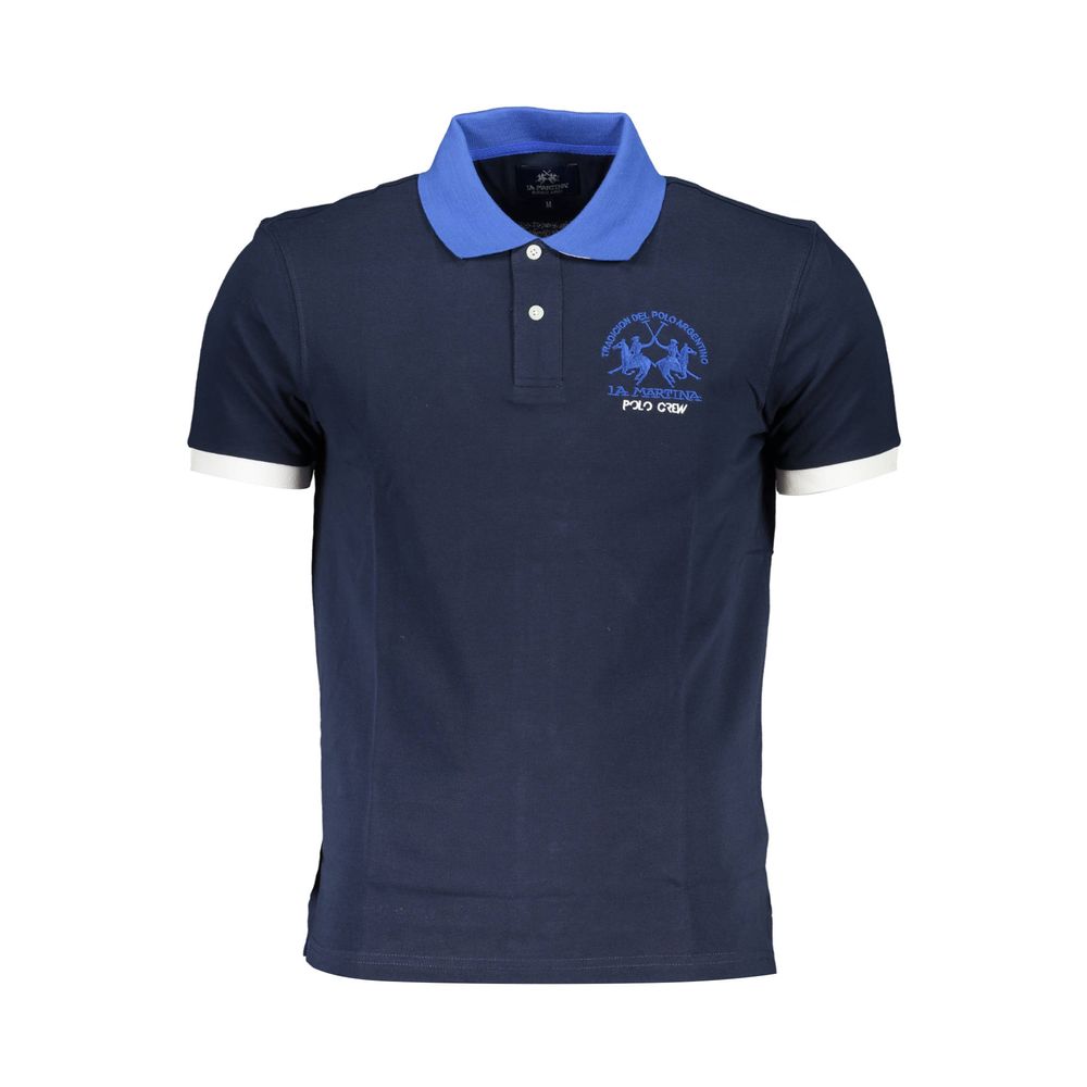 La Martina Blue Cotton Mens Polo Shirt