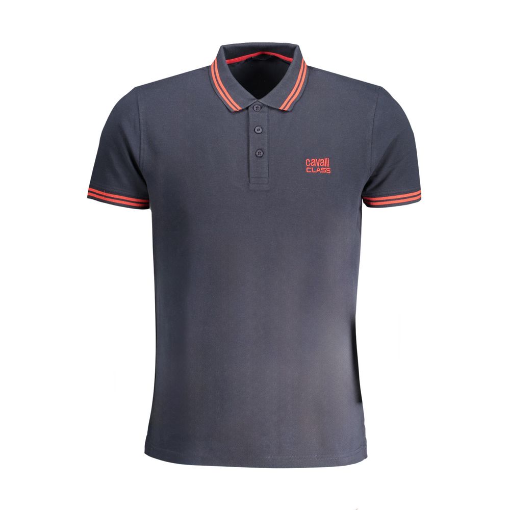 Cavalli Class Blue Cotton Men Polo Shirt - Luxe Marca