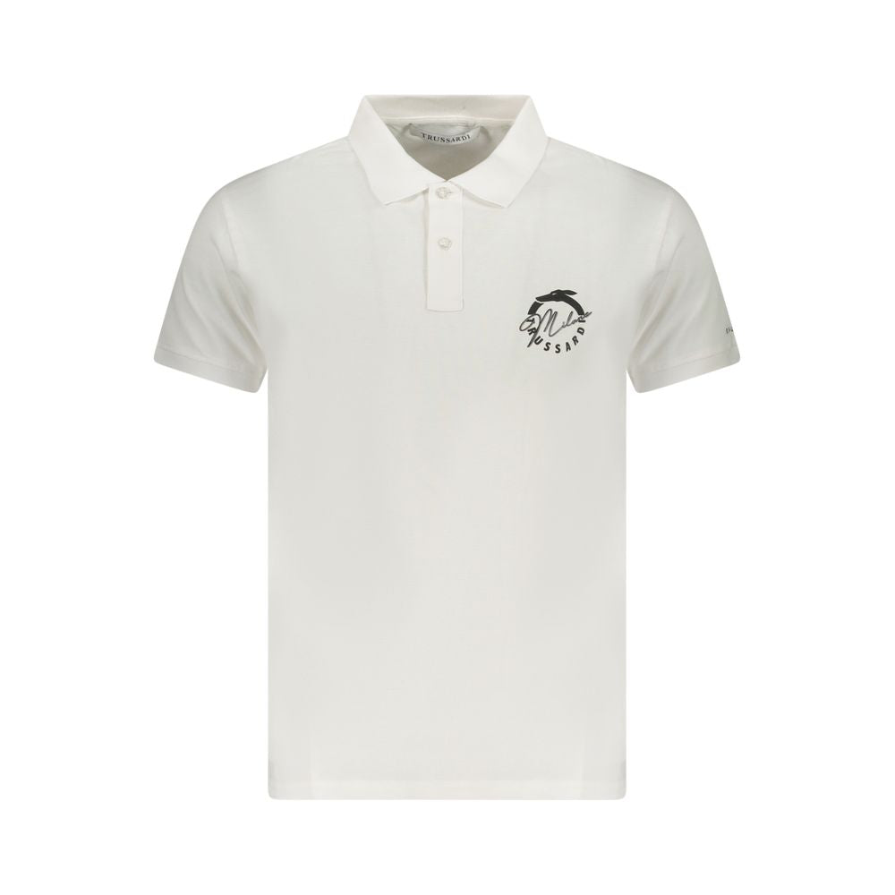 Trussardi White Cotton Men Polo Shirt