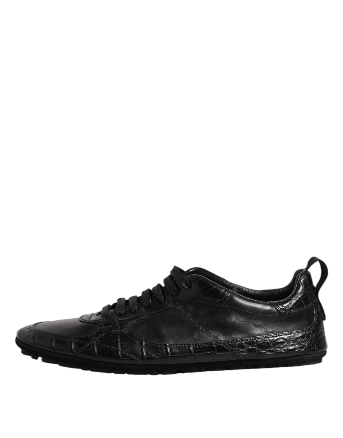 Dolce & Gabbana Black Exotic Leather Low Top Sneakers Shoes