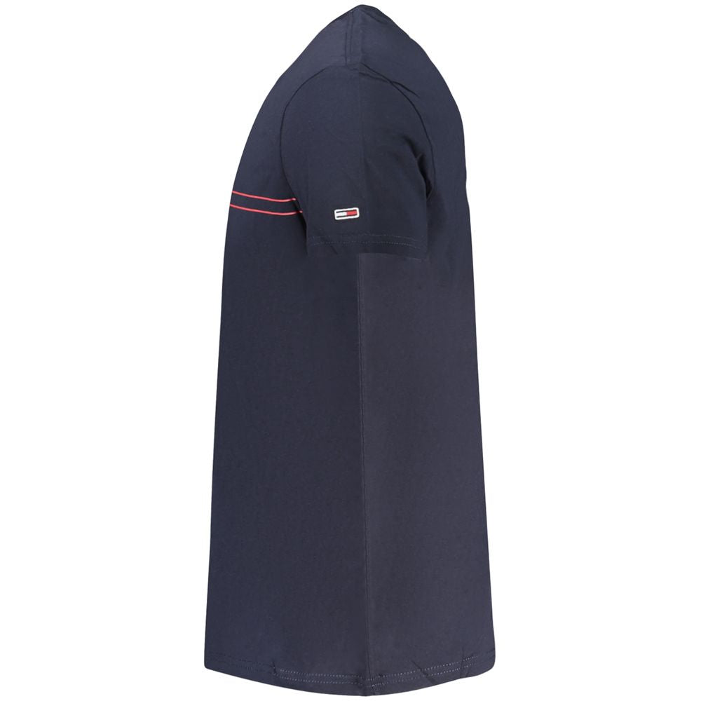 تي شيرت تومي هيلفيغر للرجال من القطن باللون الأزرق