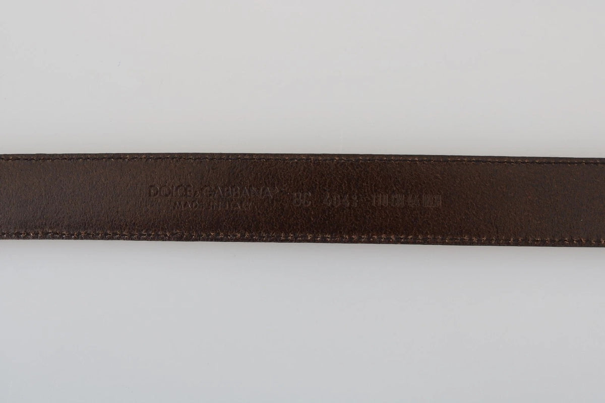 Dolce & Gabbana Blue Perforated Leather Gray Buckle Belt