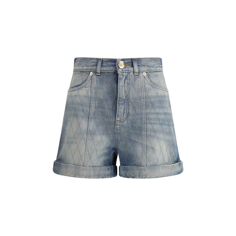 Balmain Blue Cotton Bermuda Shorts - Luxe Marca