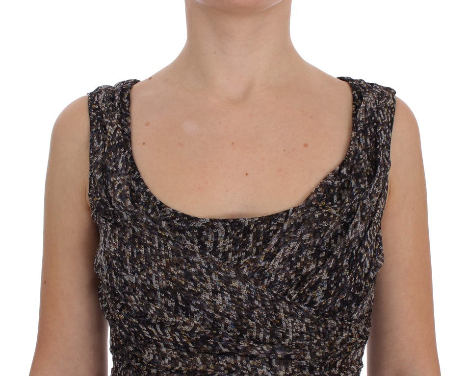 فستان دولتشي آند غابانا الحريري الداكن ذو الطول الكامل