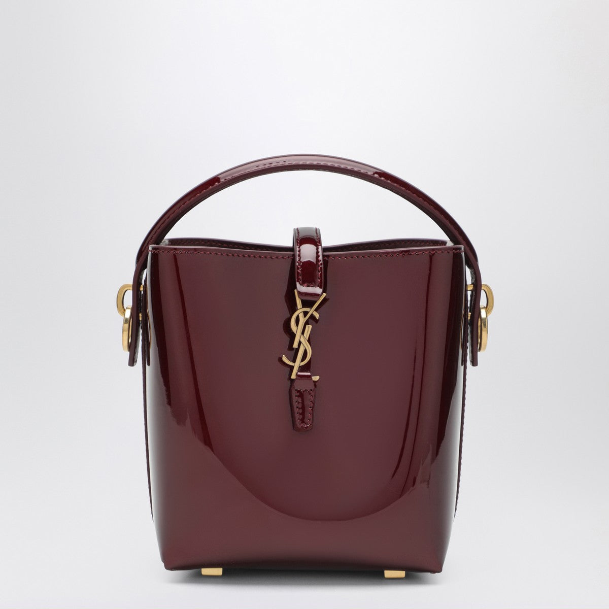 Saint Laurent Saint Laurent Mini Le 37 bucket bag in burgundy patent leather